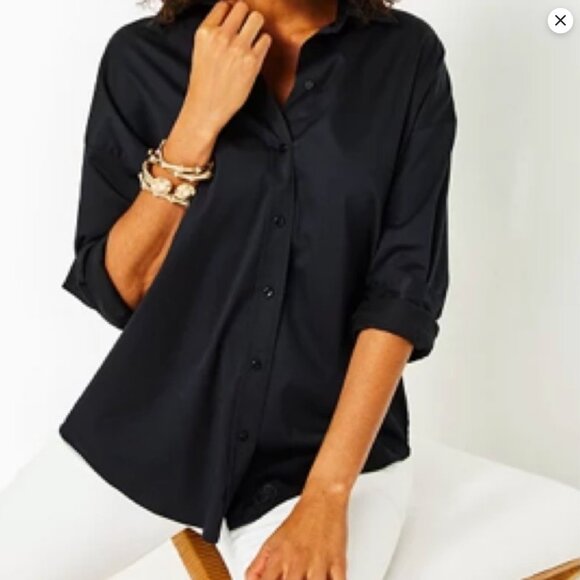 Lilly Pulitzer Tops - Long Sleeve Stevey Relaxed Shirt Onyx Black Size M Lilly Pulitzer NWT